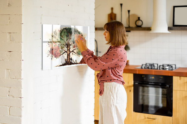 Tableau effaçable magnétique Arbre à souvenirs avec photos personnelles