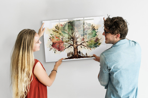 Tableau effaçable magnétique Arbre à souvenirs avec photos personnelles
