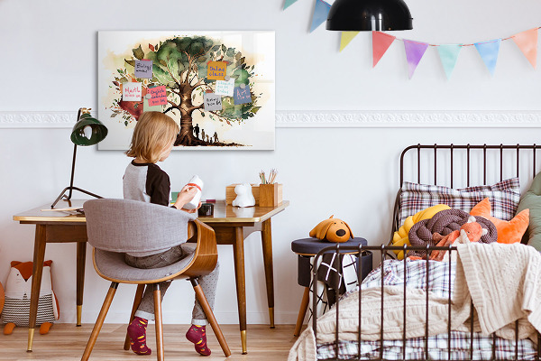 Tableau effaçable magnétique Arbre à souvenirs avec photos personnelles