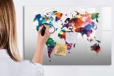 Tableau magnétique effaçable Carte du monde colorée avec photos