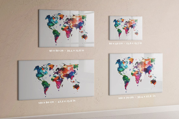Tableau magnétique effaçable Carte du monde colorée avec photos
