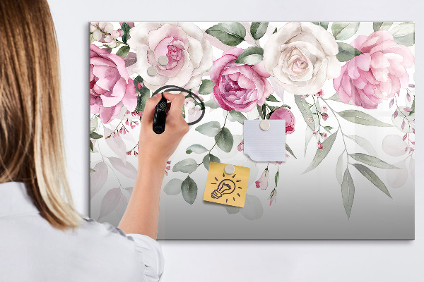 Tableau effaçable magnétique Panneau floral pour photos et notes