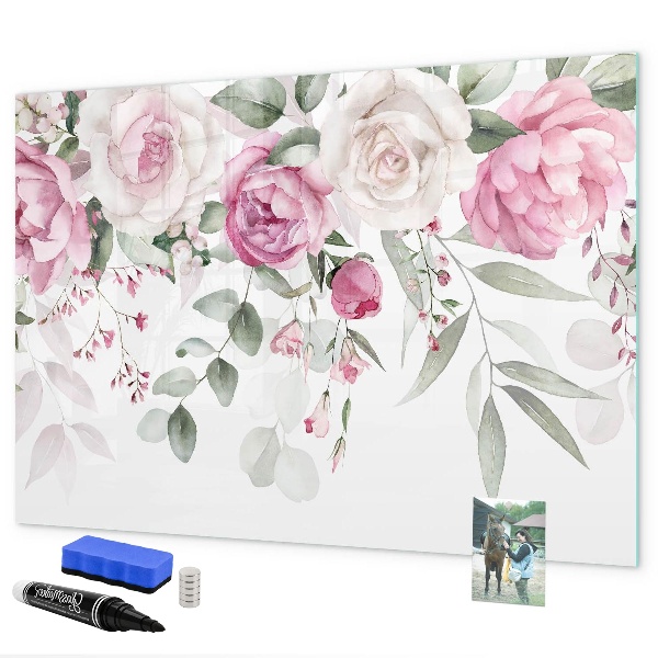 Tableau effaçable magnétique Panneau floral pour photos et notes