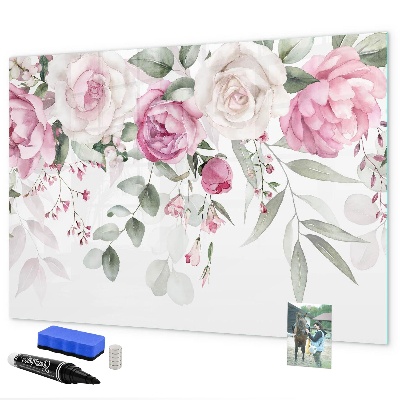 Tableau effaçable magnétique Panneau floral pour photos et notes