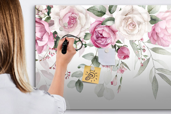 Tableau effaçable magnétique Panneau floral pour photos et notes