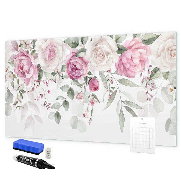 Tableau effaçable magnétique Panneau floral pour photos et notes