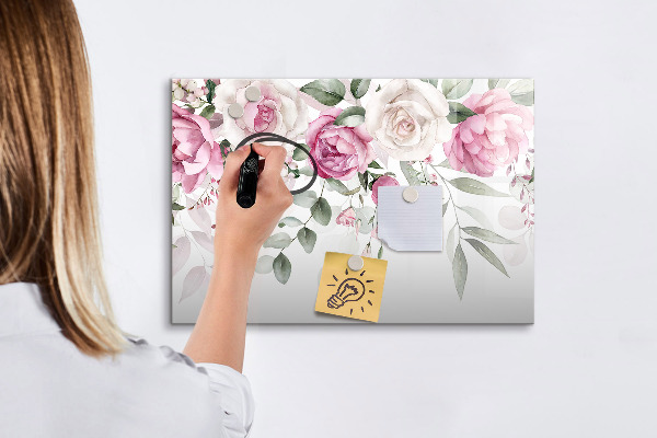 Tableau effaçable magnétique Panneau floral pour photos et notes