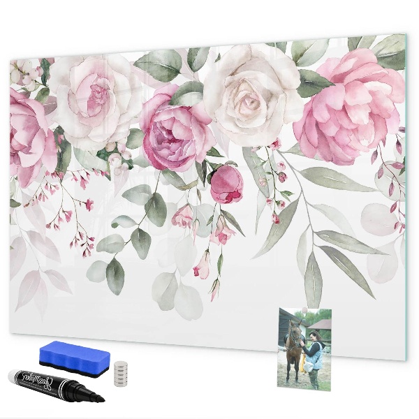 Tableau effaçable magnétique Panneau floral pour photos et notes