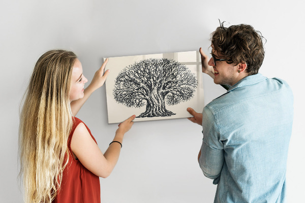 Tableau magnétique effaçable Un arbre à souvenirs avec un emplacement pour les photos