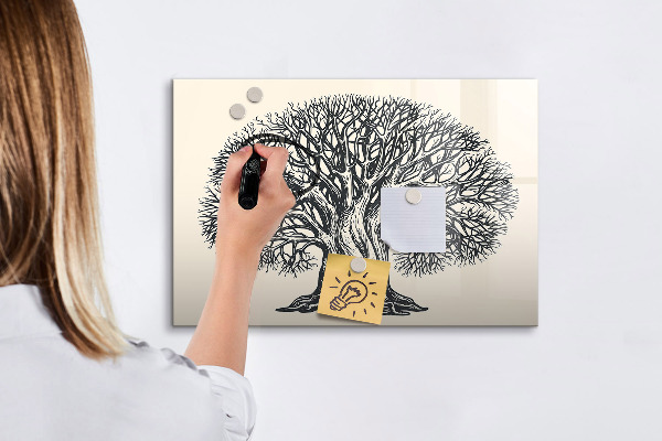 Tableau magnétique effaçable Un arbre à souvenirs avec un emplacement pour les photos