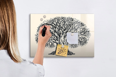Tableau magnétique effaçable Un arbre à souvenirs avec un emplacement pour les photos
