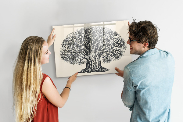 Tableau magnétique effaçable Un arbre à souvenirs avec un emplacement pour les photos