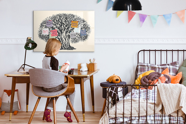 Tableau magnétique effaçable Un arbre à souvenirs avec un emplacement pour les photos