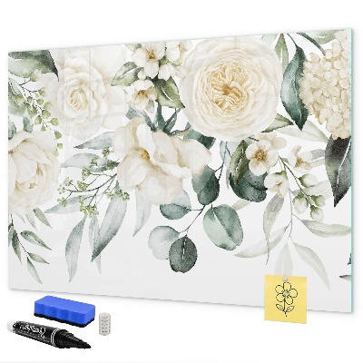 Tableau effaçable magnétique Motif floral avec espace pour photos