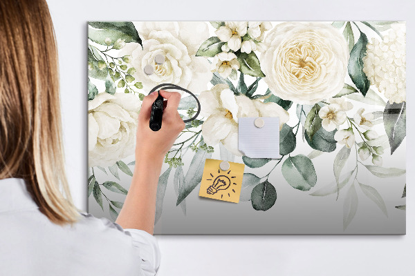 Tableau effaçable magnétique Motif floral avec espace pour photos