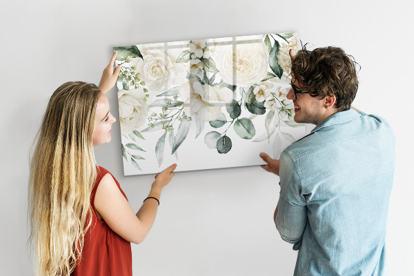 Tableau effaçable magnétique Motif floral avec espace pour photos