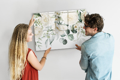 Tableau effaçable magnétique Motif floral avec espace pour photos