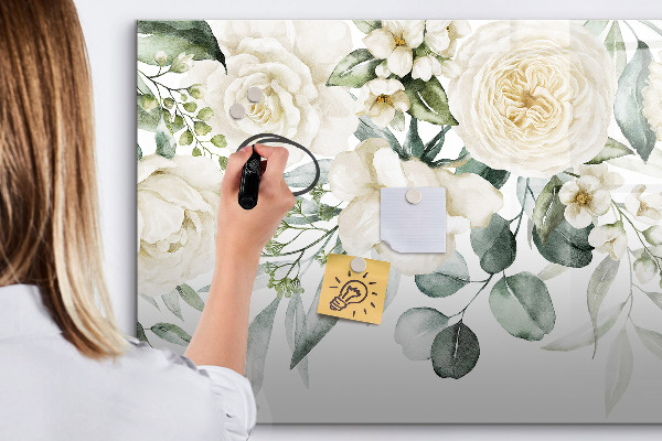 Tableau effaçable magnétique Motif floral avec espace pour photos