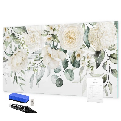 Tableau effaçable magnétique Motif floral avec espace pour photos