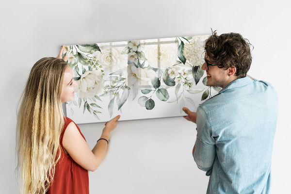 Tableau effaçable magnétique Motif floral avec espace pour photos