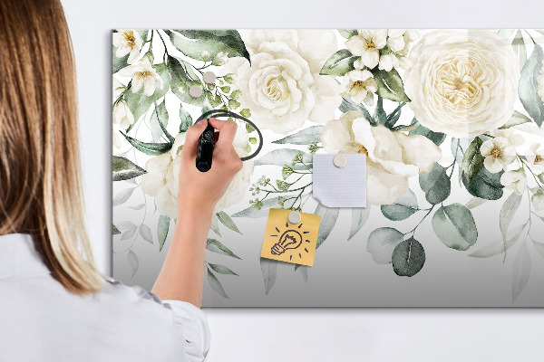 Tableau effaçable magnétique Motif floral avec espace pour photos