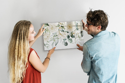 Tableau effaçable magnétique Motif floral avec espace pour photos