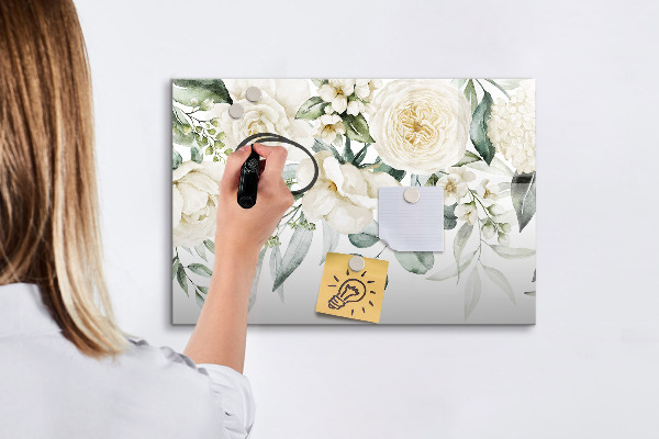 Tableau effaçable magnétique Motif floral avec espace pour photos