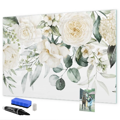 Tableau effaçable magnétique Motif floral avec espace pour photos