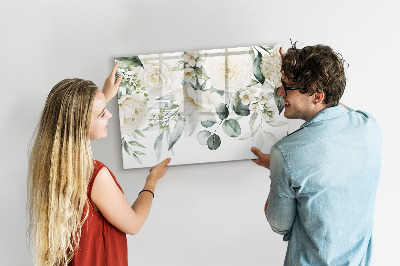 Tableau effaçable magnétique Motif floral avec espace pour photos