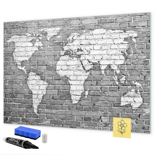 Tableau magnétique effaçable Carte du monde avec emplacements de photos