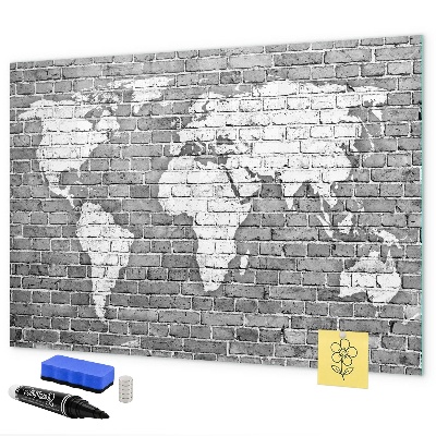 Tableau magnétique effaçable Carte du monde avec emplacements de photos