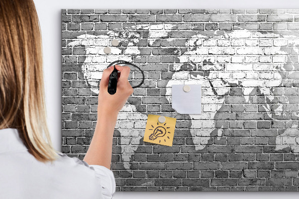 Tableau magnétique effaçable Carte du monde avec emplacements de photos