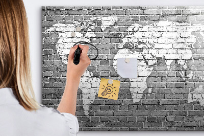 Tableau magnétique effaçable Carte du monde avec emplacements de photos