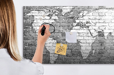 Tableau magnétique effaçable Carte du monde avec emplacements de photos