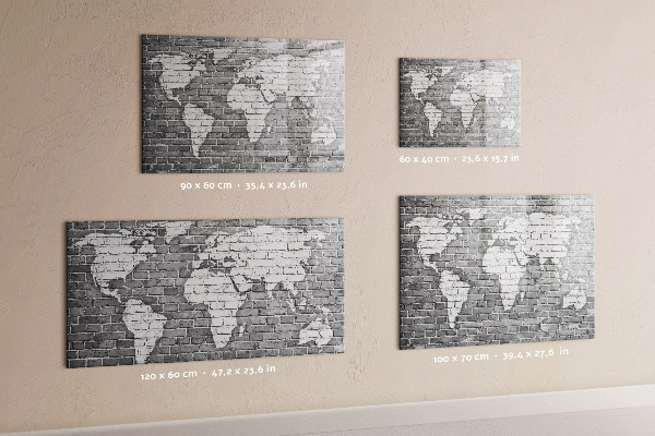 Tableau magnétique effaçable Carte du monde avec emplacements de photos