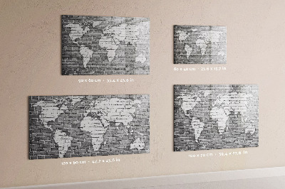 Tableau magnétique effaçable Carte du monde avec emplacements de photos