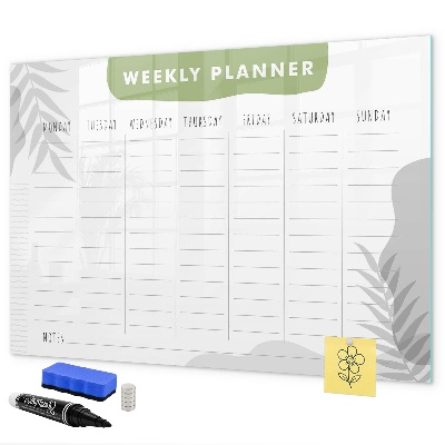 Tableau magnétique effaçable Agenda hebdomadaire avec espace pour photos