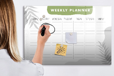 Tableau magnétique effaçable Agenda hebdomadaire avec espace pour photos
