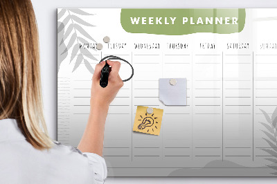Tableau magnétique effaçable Agenda hebdomadaire avec espace pour photos