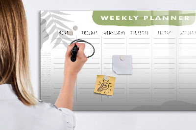 Tableau magnétique effaçable Agenda hebdomadaire avec espace pour photos