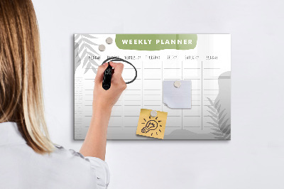 Tableau magnétique effaçable Agenda hebdomadaire avec espace pour photos