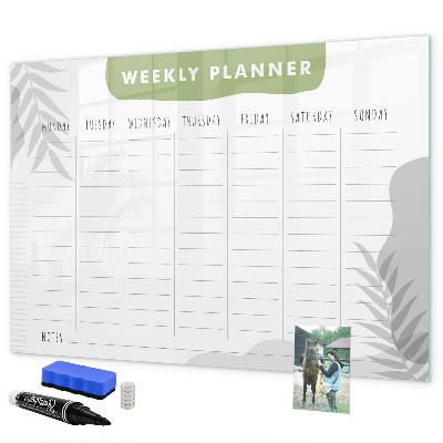 Tableau magnétique effaçable Agenda hebdomadaire avec espace pour photos