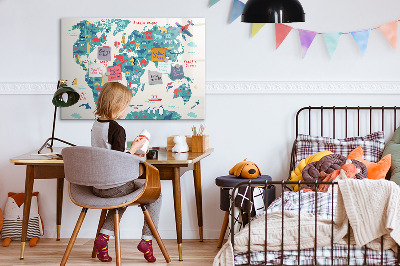 Tableau effaçable magnétique Carte du monde interactive avec aimants