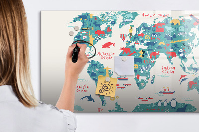 Tableau effaçable magnétique Carte du monde interactive avec aimants