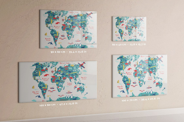 Tableau effaçable magnétique Carte du monde interactive avec aimants