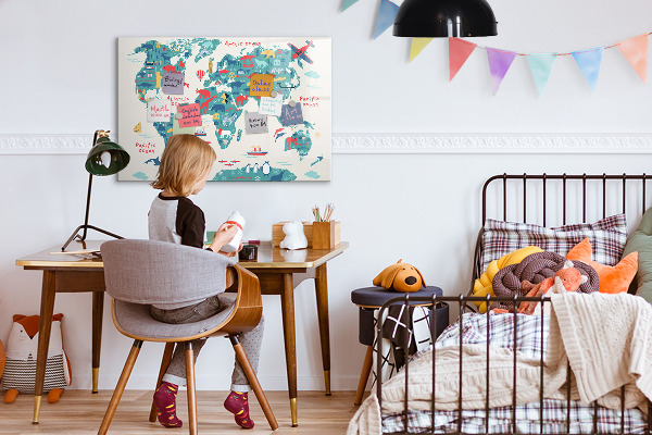 Tableau effaçable magnétique Carte du monde interactive avec aimants
