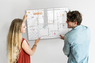 Tableau magnétique effaçable Plan hebdomadaire avec espace pour photos