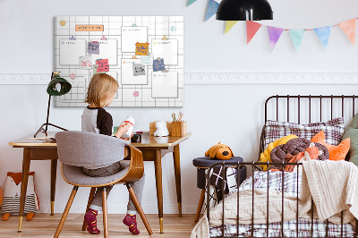 Tableau magnétique effaçable Plan hebdomadaire avec espace pour photos
