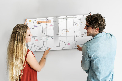 Tableau magnétique effaçable Plan hebdomadaire avec espace pour photos