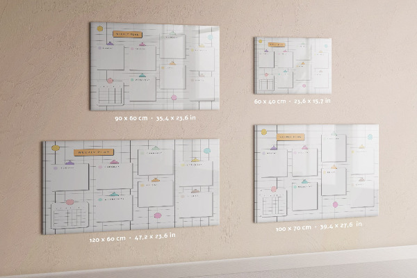 Tableau magnétique effaçable Plan hebdomadaire avec espace pour photos